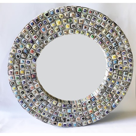 Standalone 47 in. Paper & Glass Round Quilled Pyramid Art Mirror Multi Color - Large ST3190640